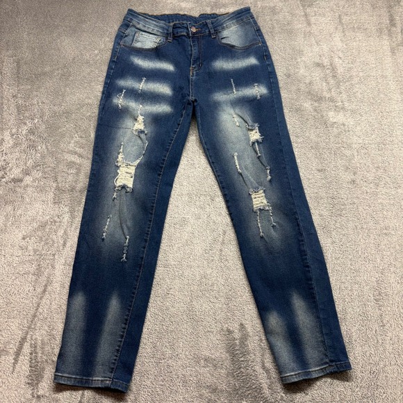 Unbranded Denim - Unbranded‎ Distressed Skinny Jeans Women Size 32 Blue Good Faded Streetwea